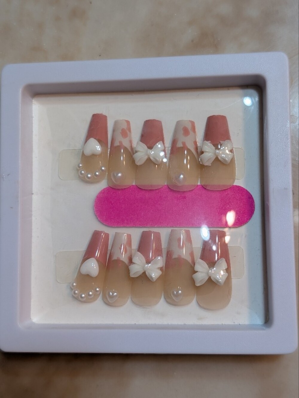 Press-On Nail Set with Nail Kit 3D Bows 🎀